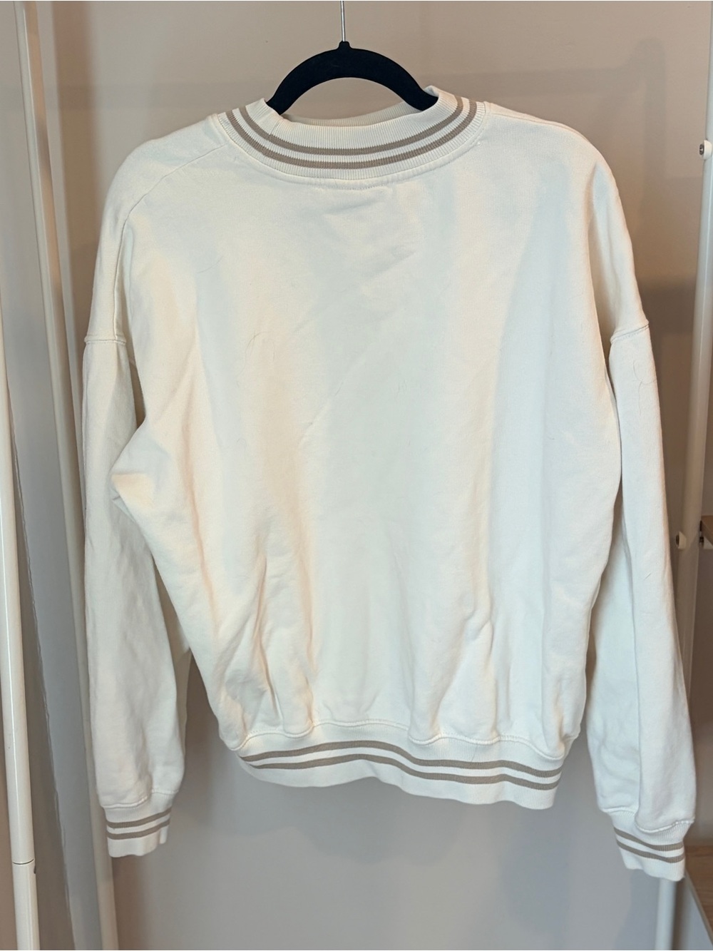 Taylor Swift TTPD Cream and Tan Striped Crewneck Sweatshirt - Picture 4 of 5